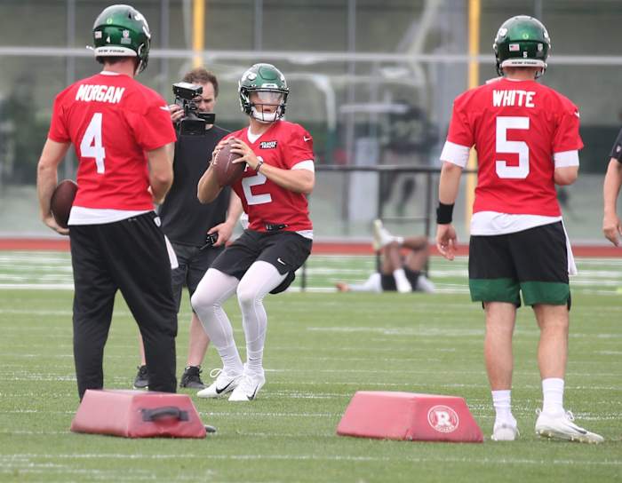 Jets quarterbacks Zach Wilson, James Morgan and Mike White